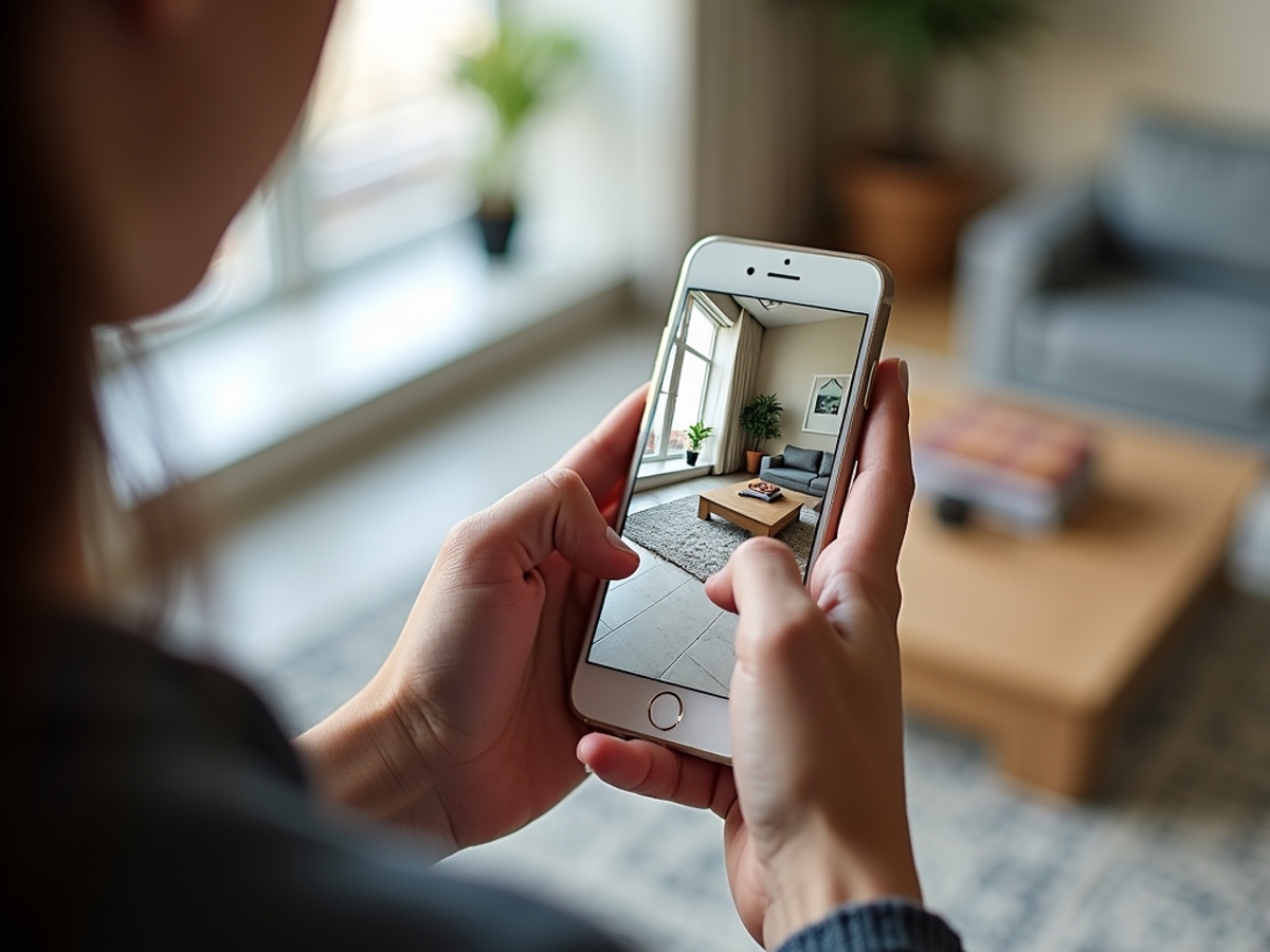 A user scanning a GS1 Digital Link and accessing an augmented reality experience that showcases how a piece of furniture would look in their living room.