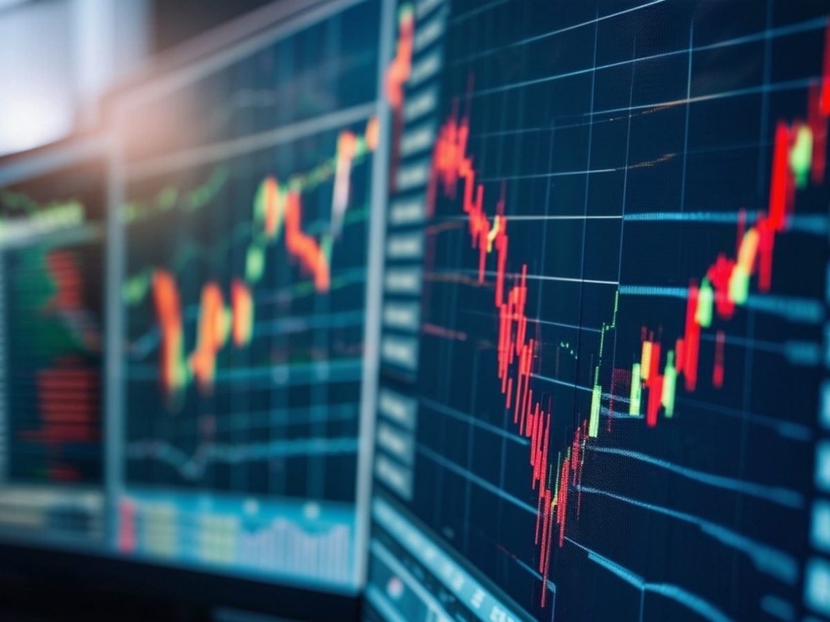 photo of computer screen with stock market displayed